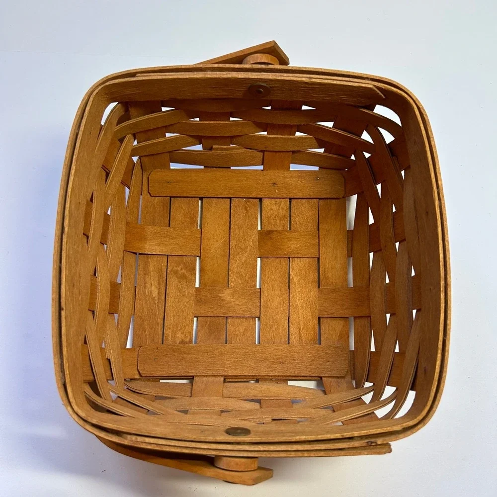 Longaberger 1994 Handwoven Square Berry Basket Single Swing Handle Ohio USA